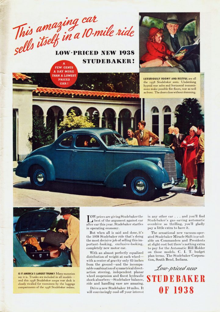 1938 Studebaker, Depression Era Car Ads 