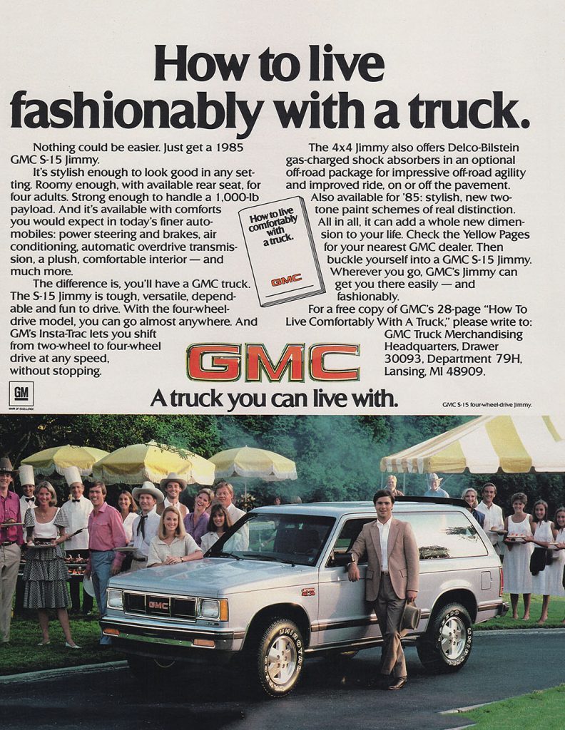 1984 GMC S-15 Jimmy Print Ad 