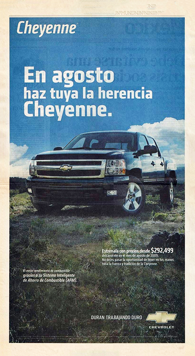 2000 Chevrolet Cheyenne Ad (Mexico)