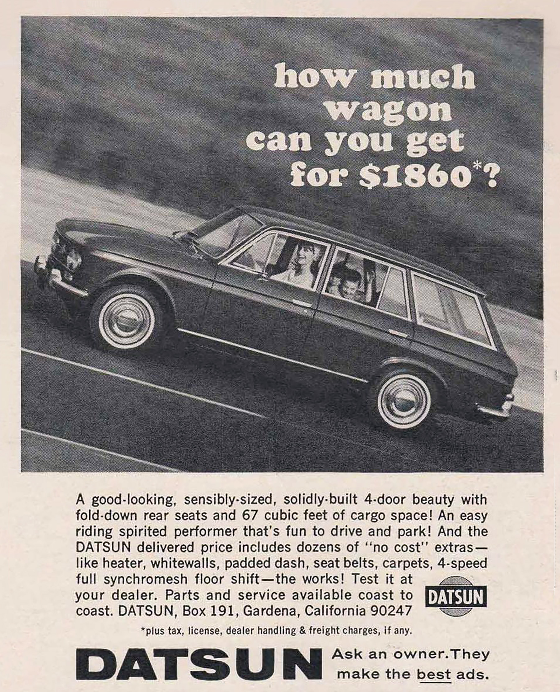 Vintage Station Wagon Ad, 1966 Datsun Wagon Ad