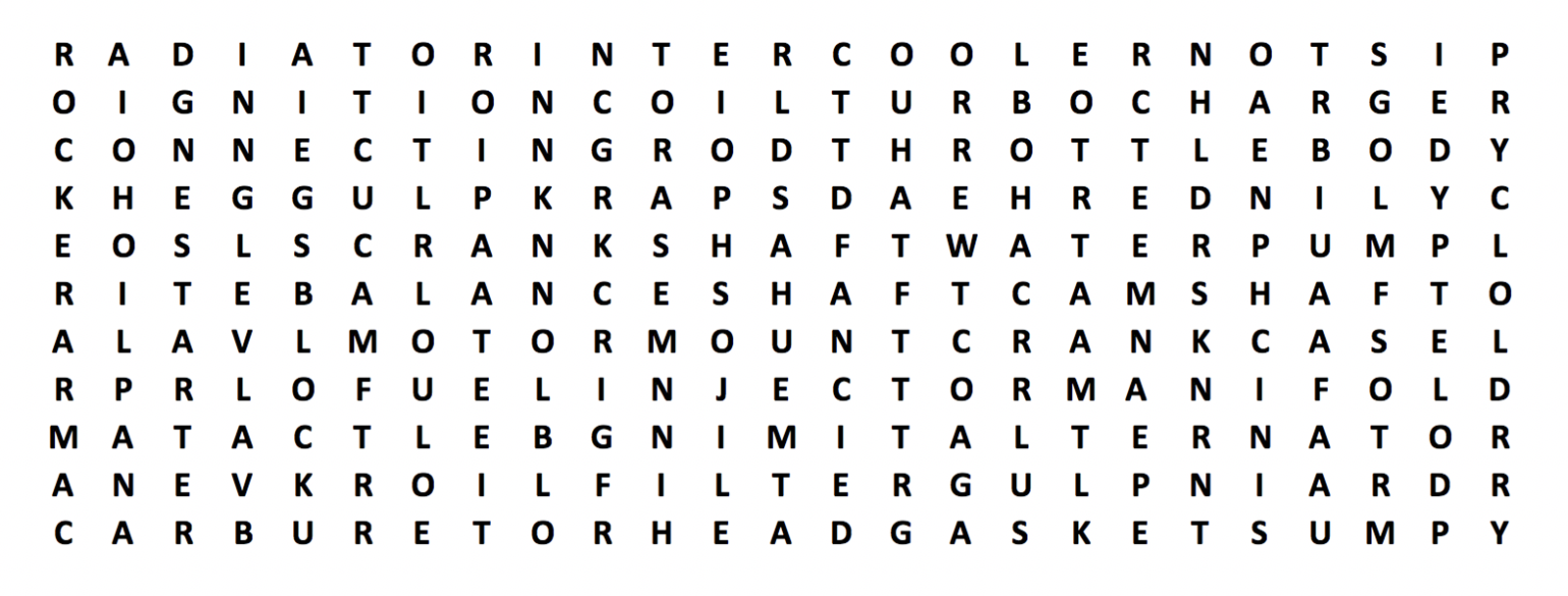 Coronavirus Word Search: Engine Parts