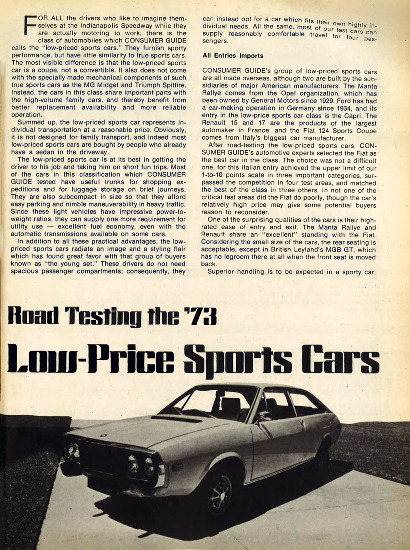 Sports Cars on 1973