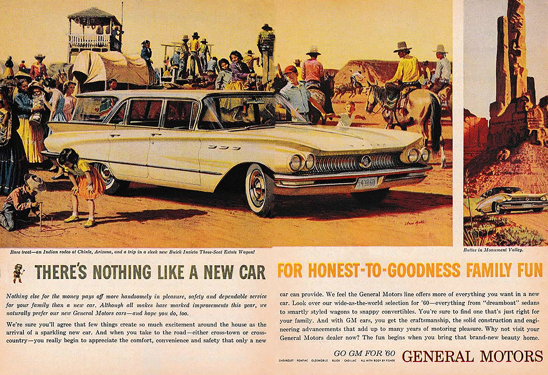 1960 Buick Ad, Wagon, Cowboys, Classic Ads