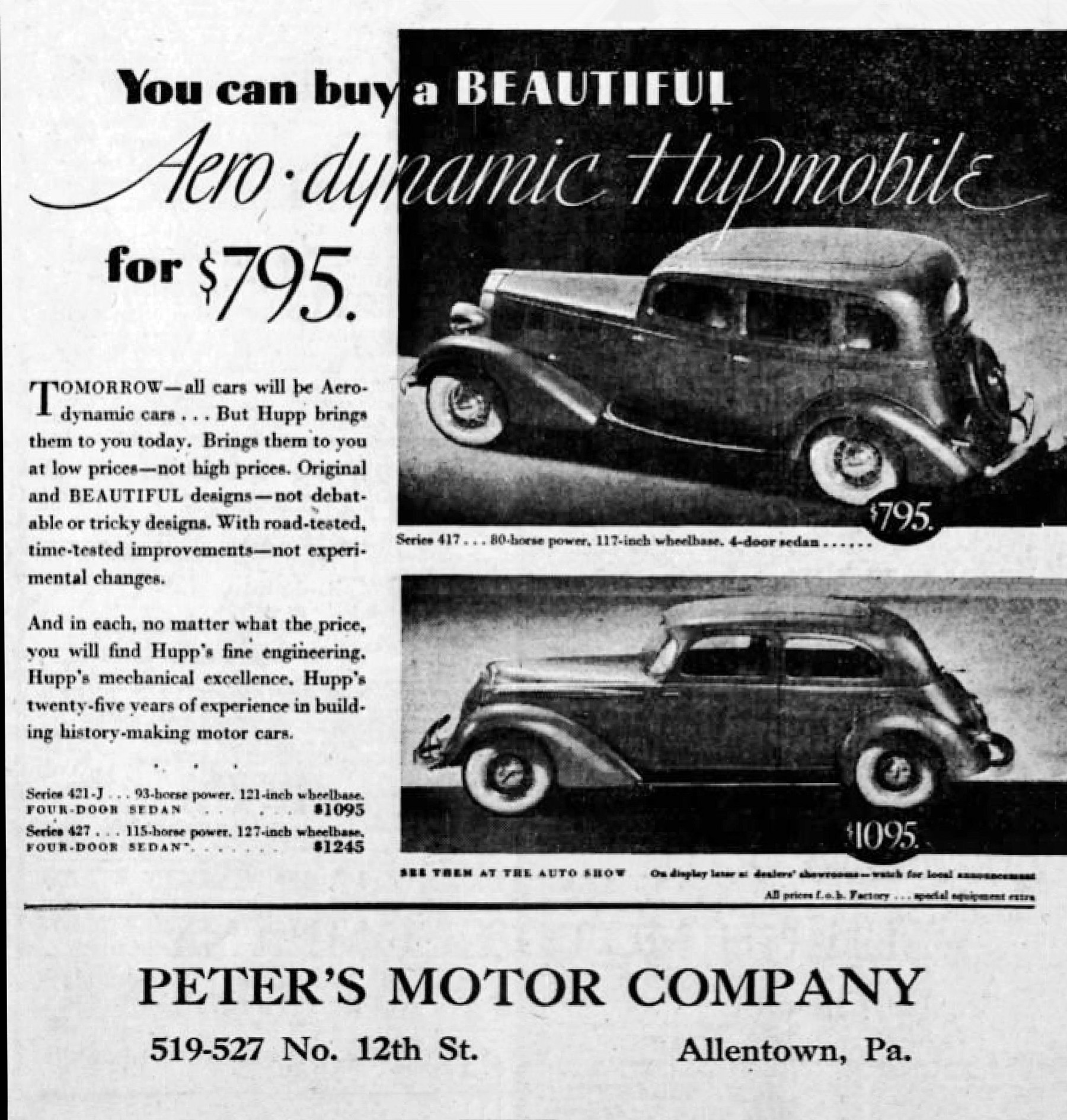 1934 Hupmobile Ad