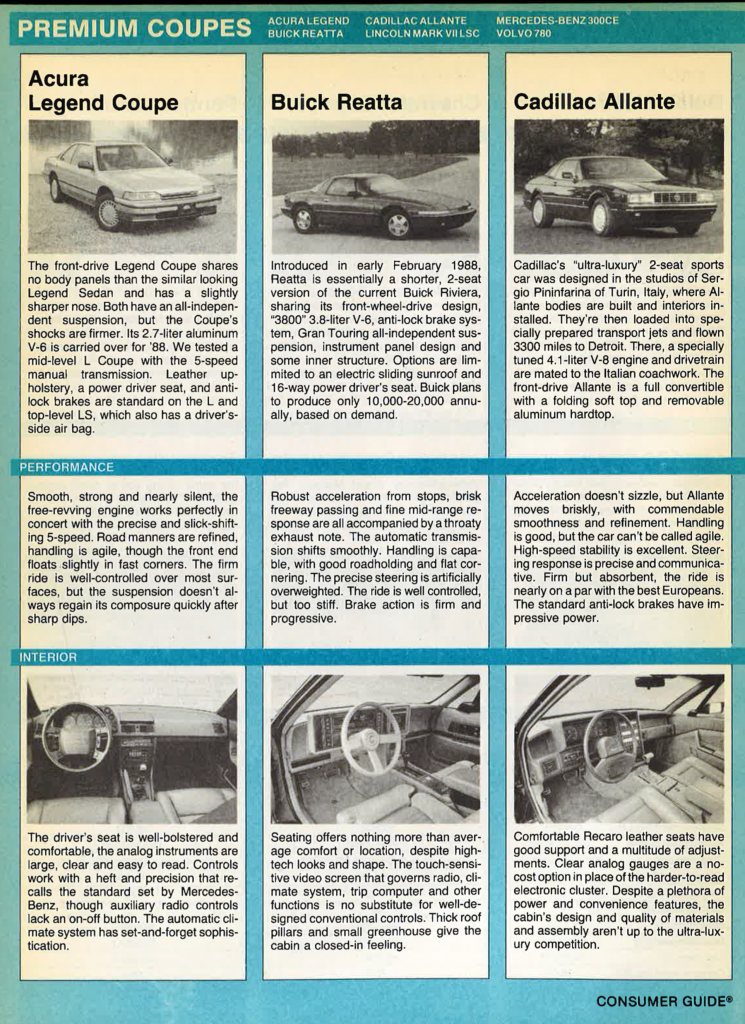 Premium Coupes of 1988, Consumer Guide Automotive