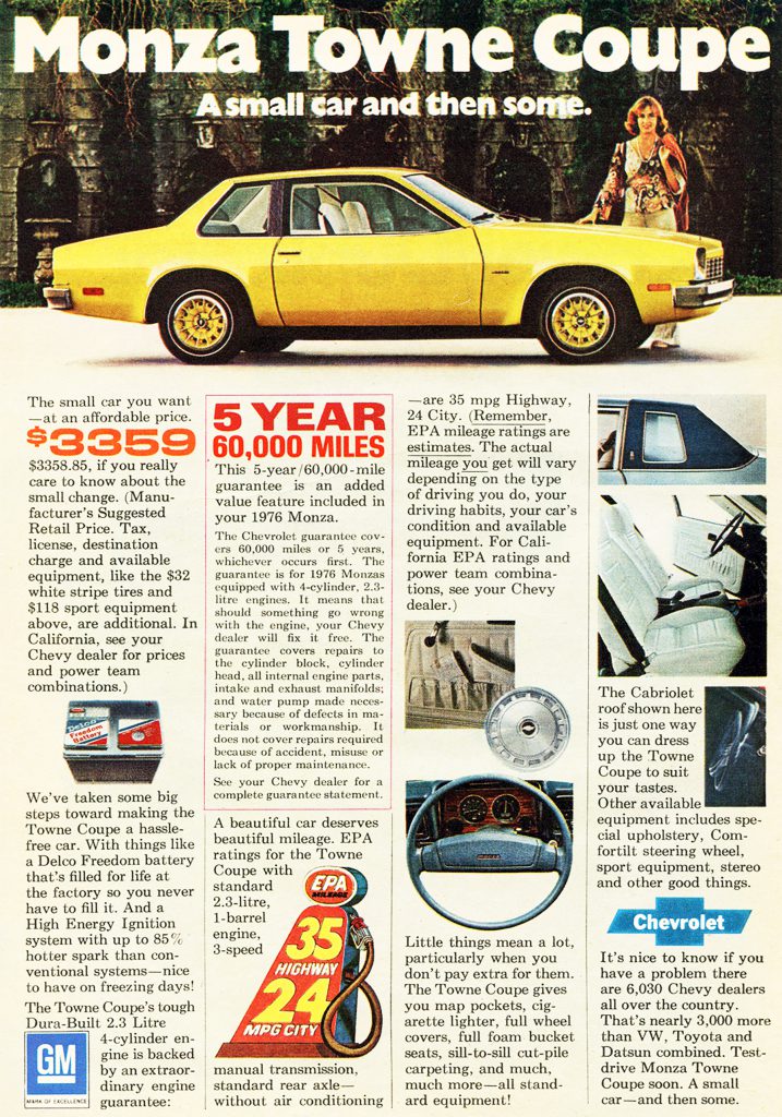 1976 Chevrolet Monza Ad