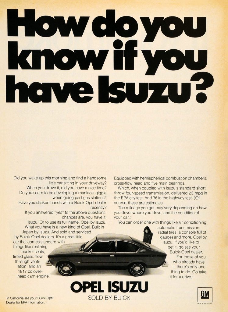 Opel Isuzu by Buick Ad