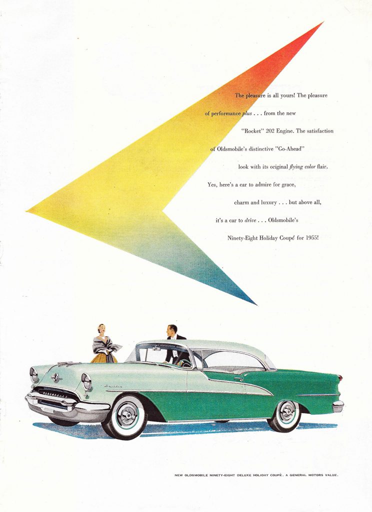 1955 Oldsmobile Ninety-Eight Holiday Coupé Ad 