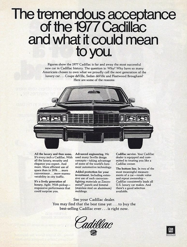 1977 Cadillac Ad 