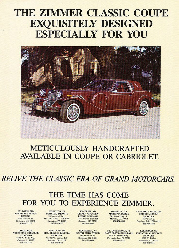 1987 Zimmer Classic Coupe Ad