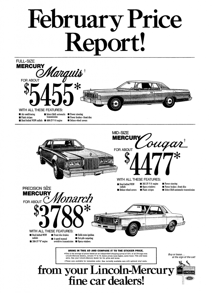 1977 Mercury, Dealer Ad