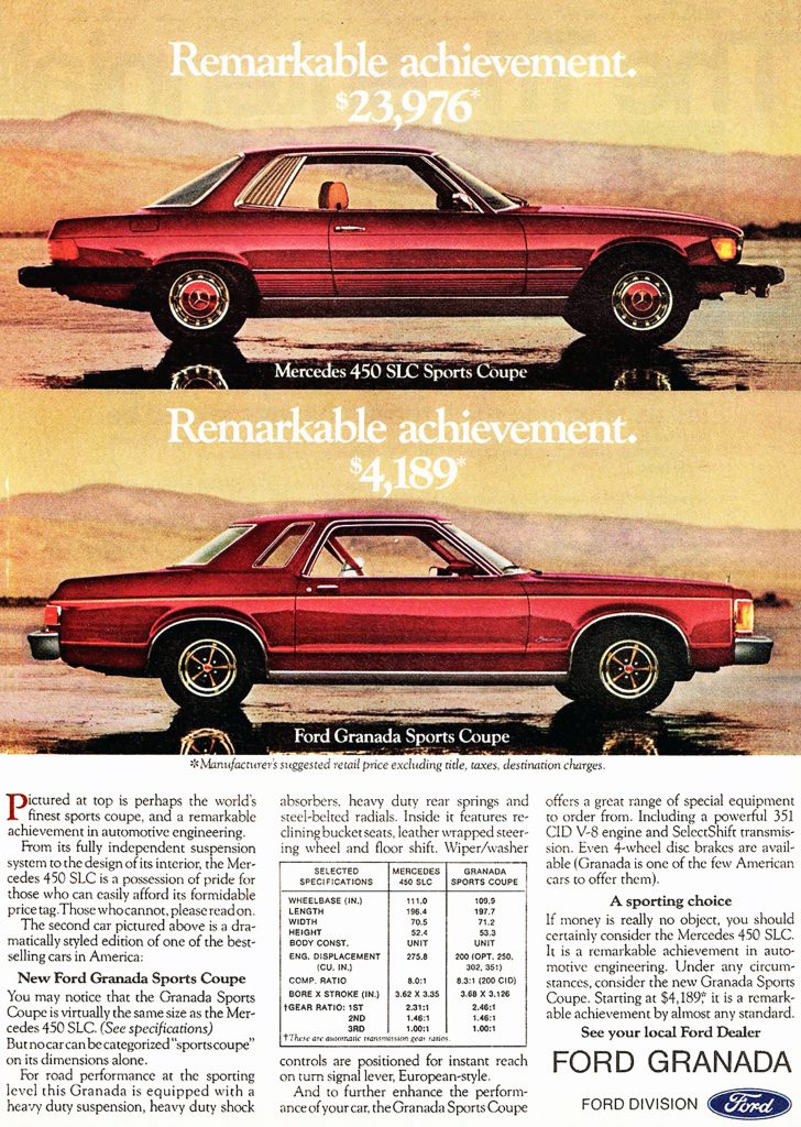 1976 Ford Granada ESS Ad