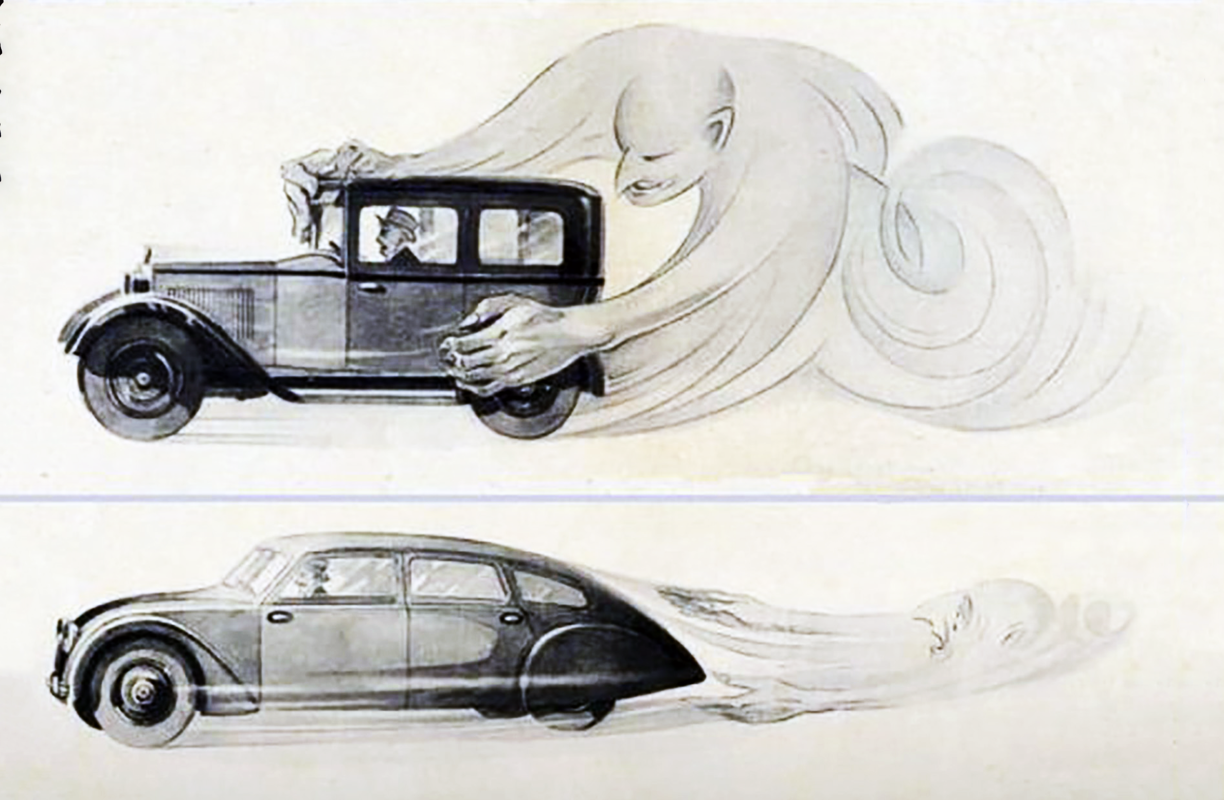 Advertentie uit de jaren 30 over aerodynamica