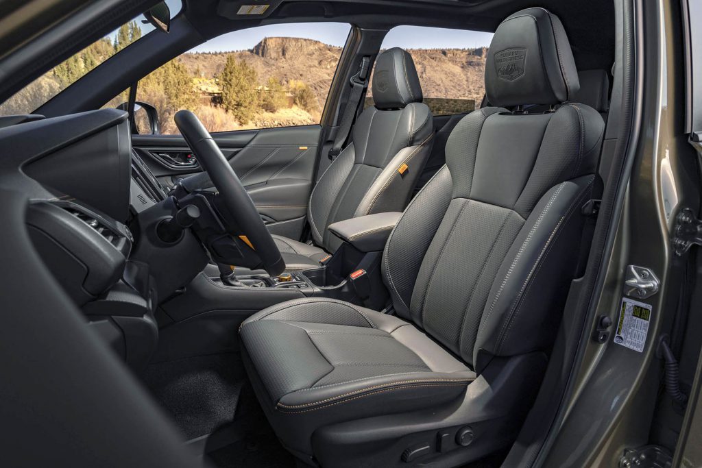  The Forester Wilderness comes standard with Subaru's "StarTex" water-repellent upholstery, which makes for easier cleanup after outdoor excursions.