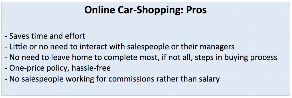 Car Shopping Online Pros