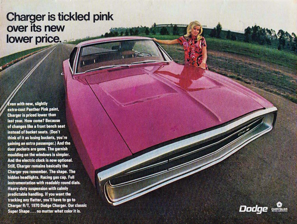 1970 Dodge Charger Ad, Panther Pink