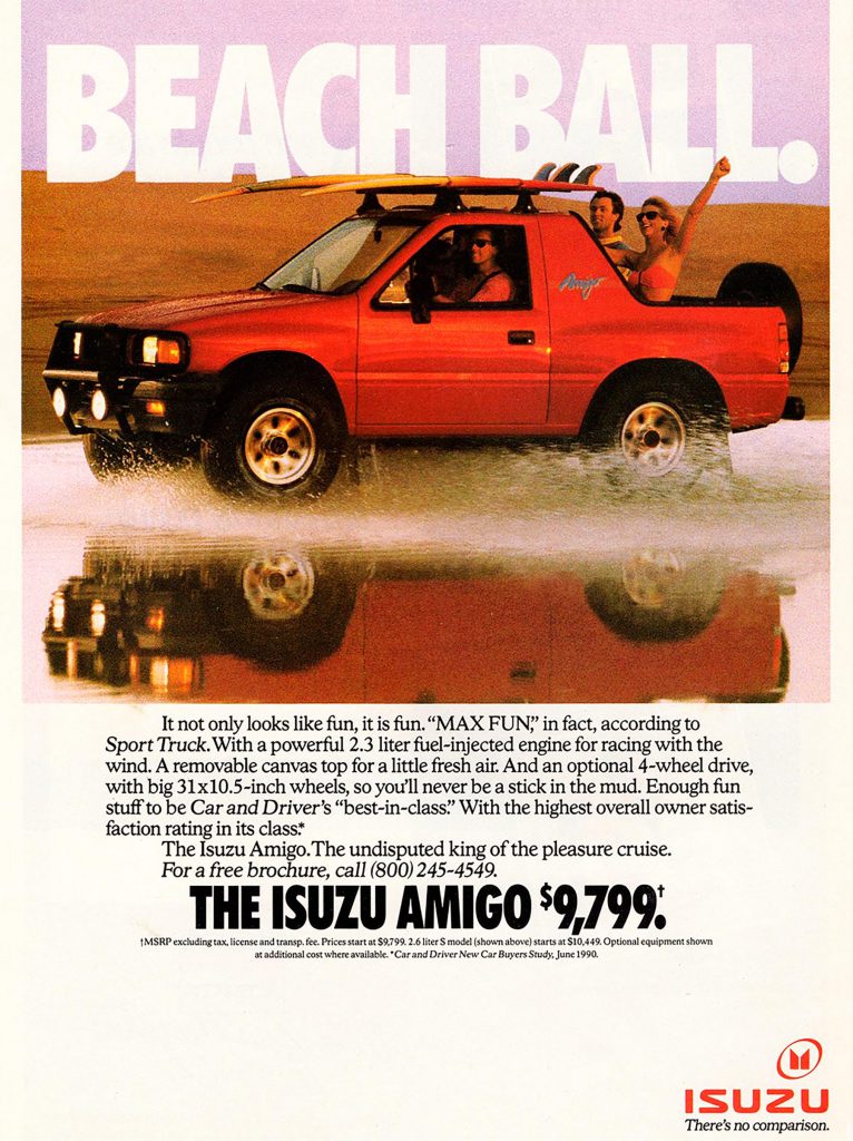 1990 Isuzu Amigo Ad