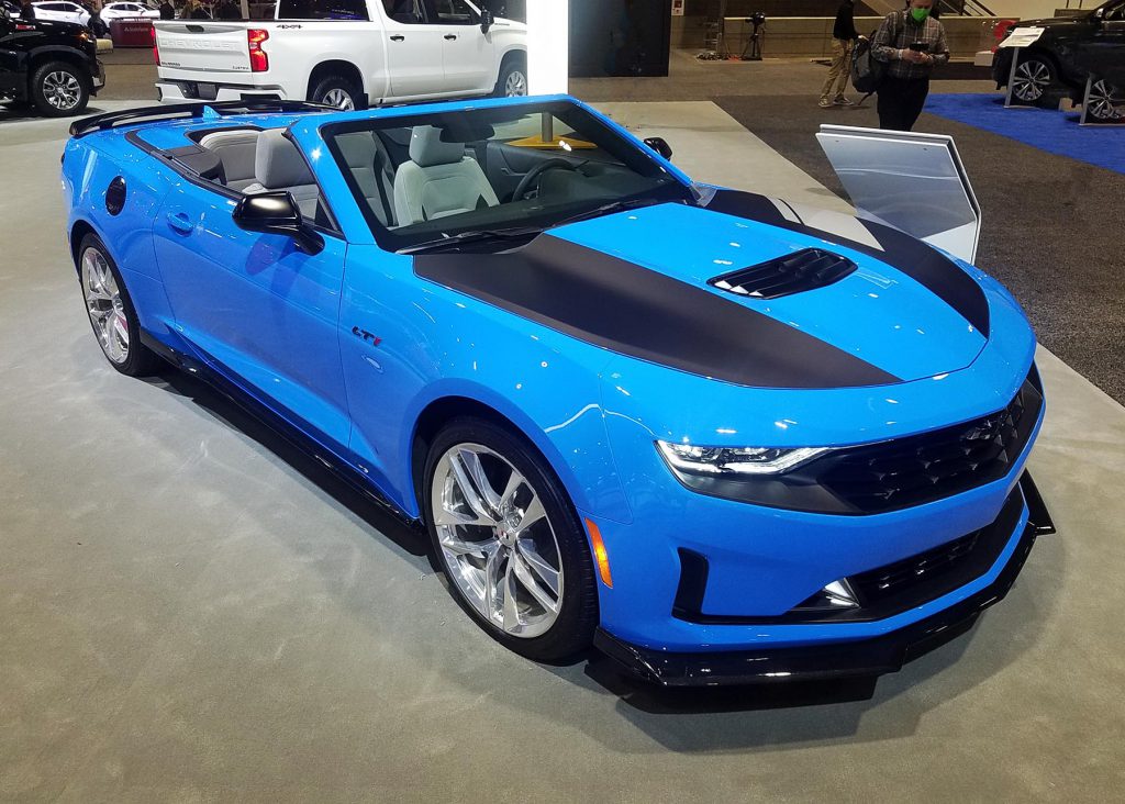 2022 Chevrolet Camaro convertible in Rapid Blue, 2022 Auto Colors