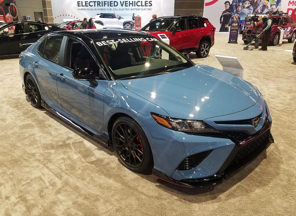 2022 Toyota Camry TRD in Cavalry Blue with Midnight Black Metallic roof