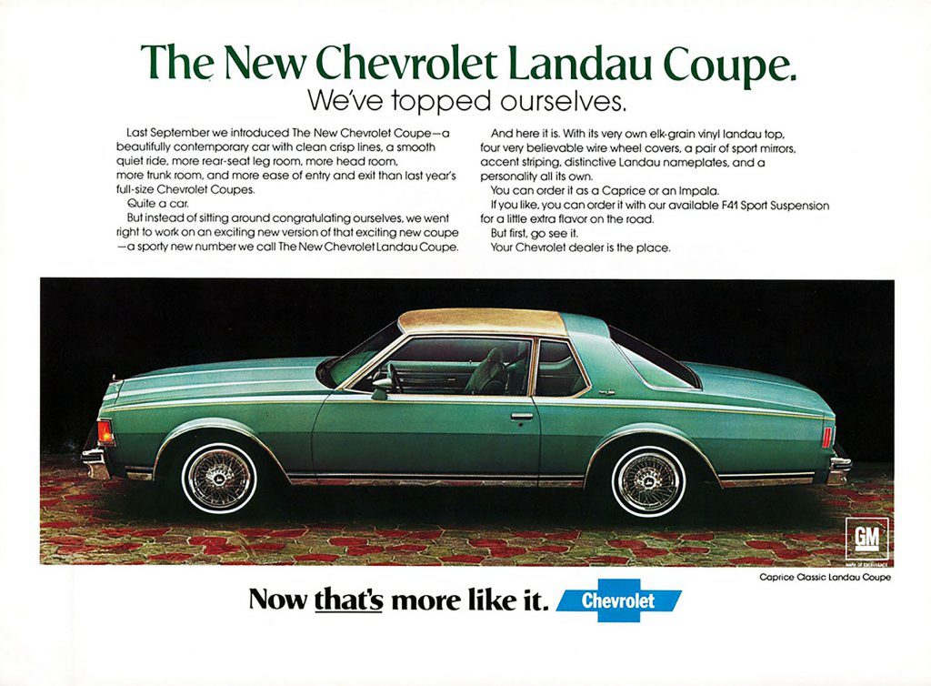 1977 Chevrolet Caprice Classic Landau Coupe Ad