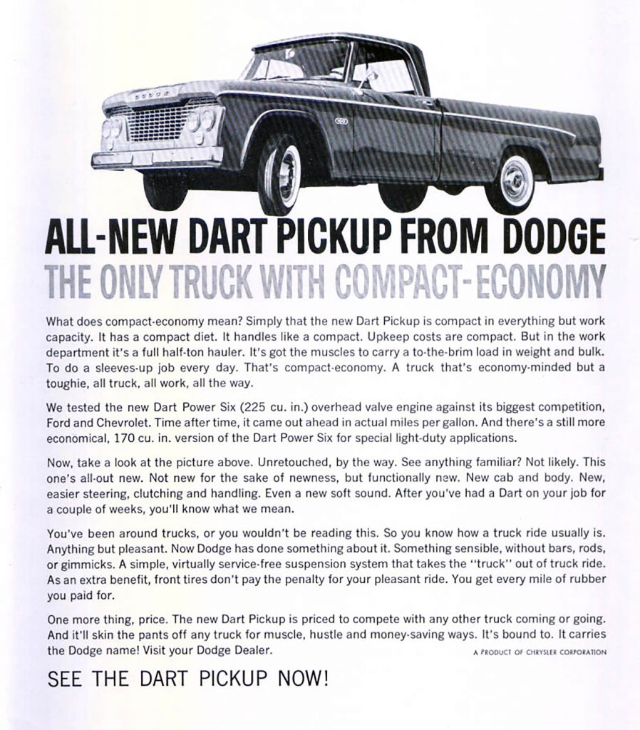 1961 ダッジ ダート ピックアップ広告
