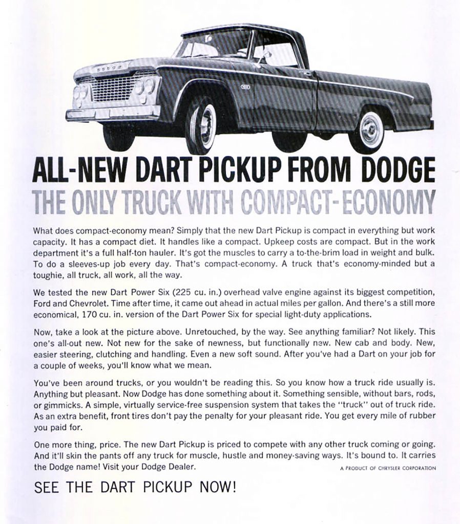 1961 Dodge Dart Pickup Ad