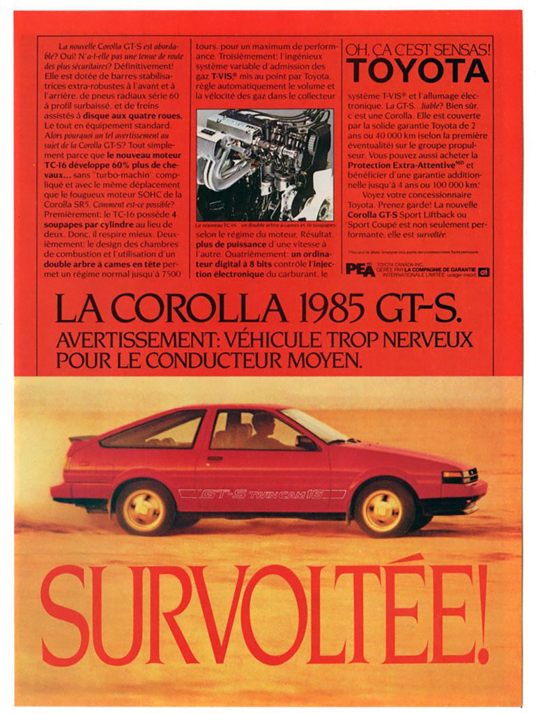 1985 Toyota Corolla GT-S Ad (France)