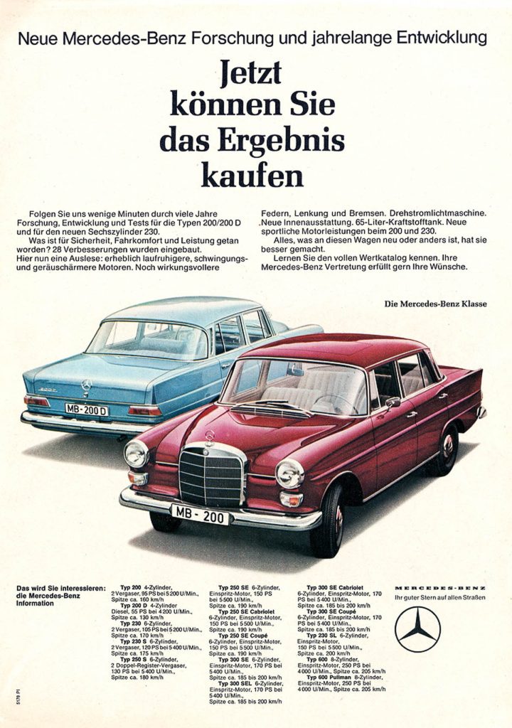 1965 Mercedes-Benz “fintail” Ad