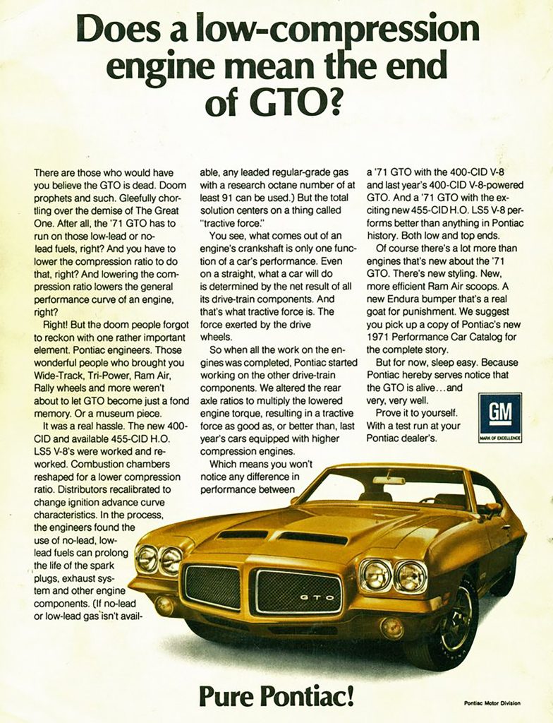 1971 Pontiac GTO ad