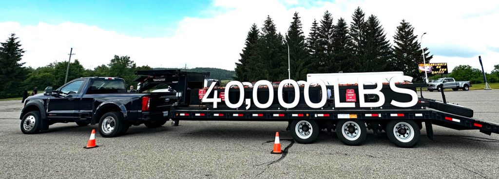 The 2023 Ford F-Series Super Duty is rated to tow up to 40,000 pounds.