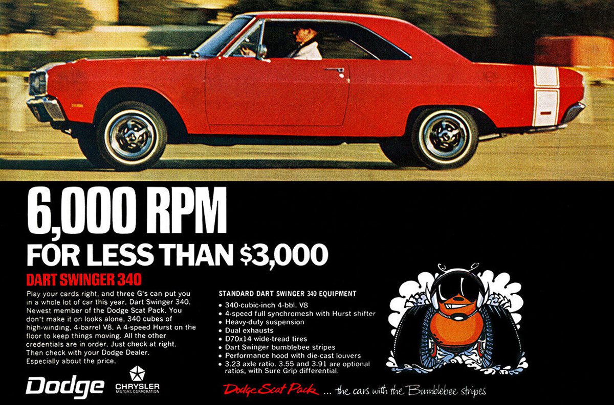 Favorite Car Ads 1968 Dodge Dart Swinger 340 The Daily Drive Consumer Guide® picture pic