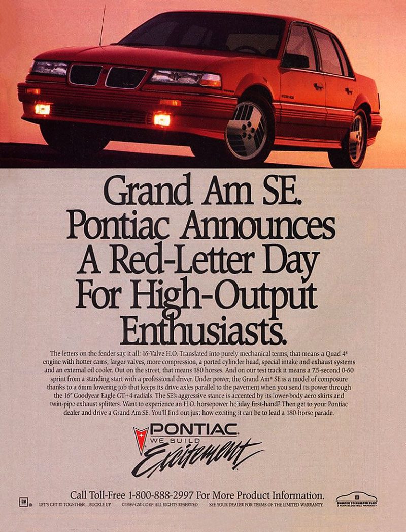 1989 Pontiac Grand Am SE ad