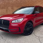 2025 Lincoln Corsair Grand Touring in Red Carpet Metallic with Jet Package, Front 3/4 view