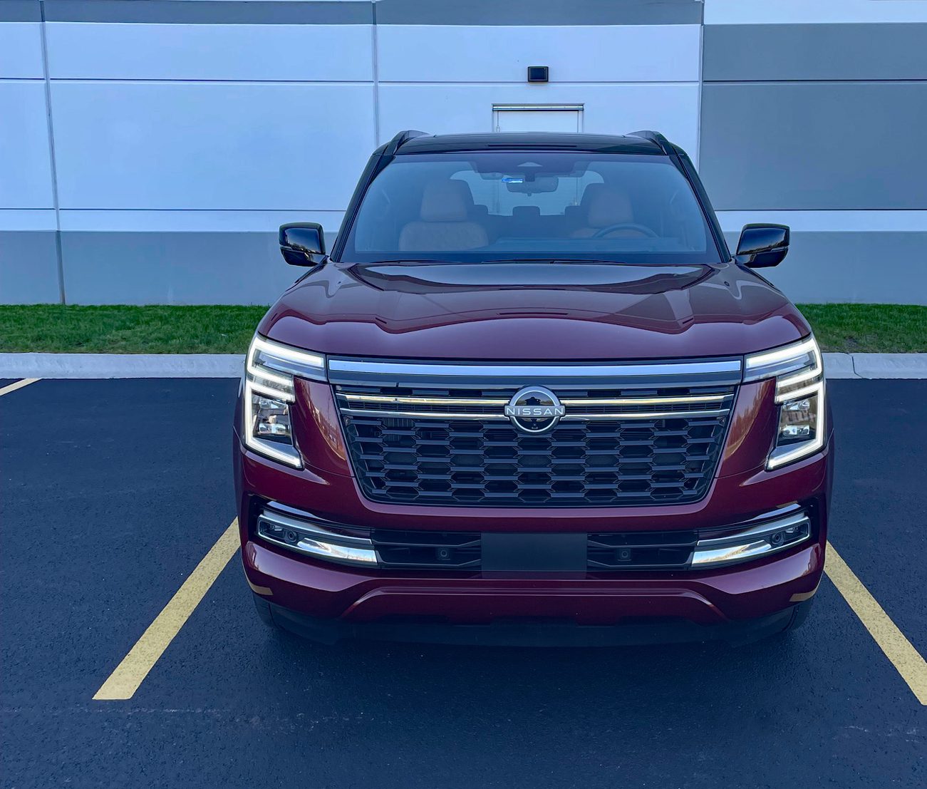 Nissan Armada Platinum Reserve in Coulis Red, Grille Detail