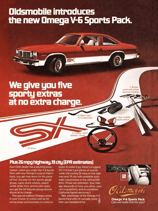 1977 Oldsmobile Omega SX Ad