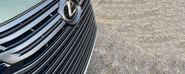 2025 Lexus LX 700h Overtrail in Nori Green Pearl, grille detail,