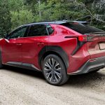 2026 Subaru Solterra XT, rear 3/4, red