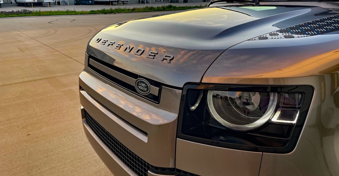 2025 Land Rover Defender 110 X-Dynamic SE in Silicon Silver, Grille detail,