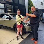 Rene hands the keys over the the author's daughter. Schaumburg Mazda, 2024 Mazda CX-30 Carbon