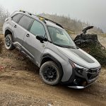 2026 Subaru forester Wilderness, going downhill, dirty, trail run,