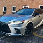 2025 Lexus RX 500h F Sport Performance in Iridium, front 3/4 view