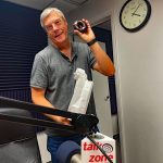 Producer Randy and a Double Chocolate donut. TalkZone