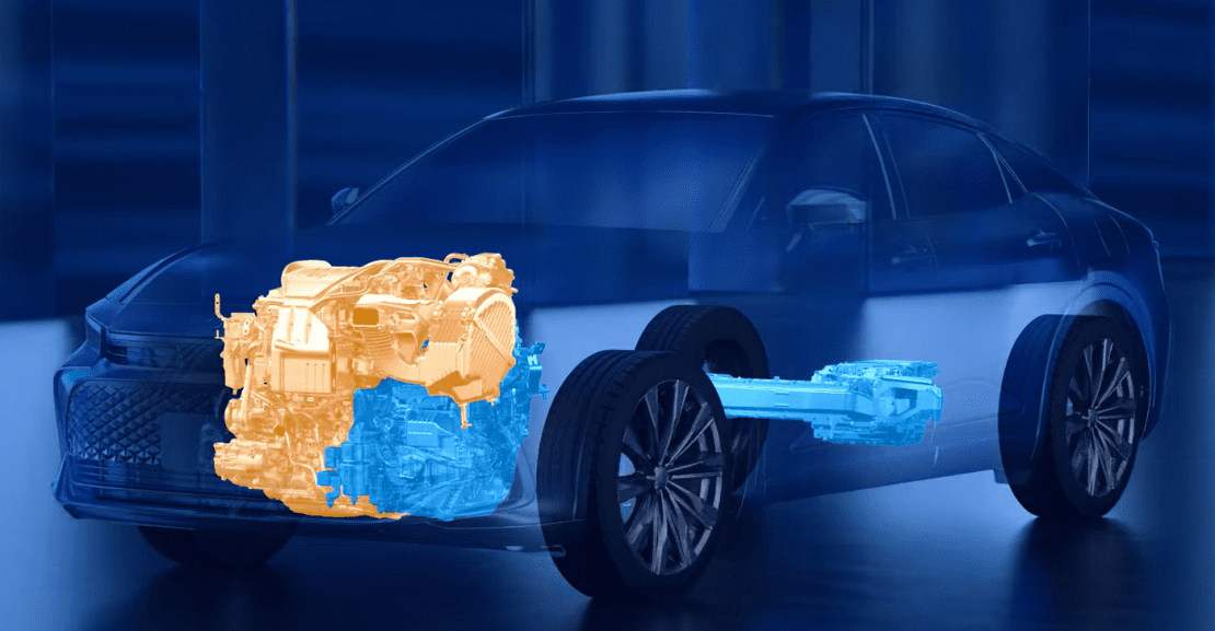 Toyota Hybrid Max engine, cutaway,