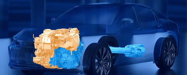 Toyota Hybrid Max engine, cutaway,