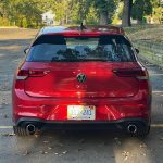 2025 Volkswagen Golf GTI SE in Kings Red, rear view, rear hatch,