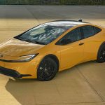 2026 Toyota Prius Nightshade Plug-in Hybrid in Karashi, front 3/4 view