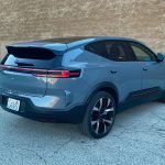 2025 Polestar 3 in Thunder. rear 3/4 view.