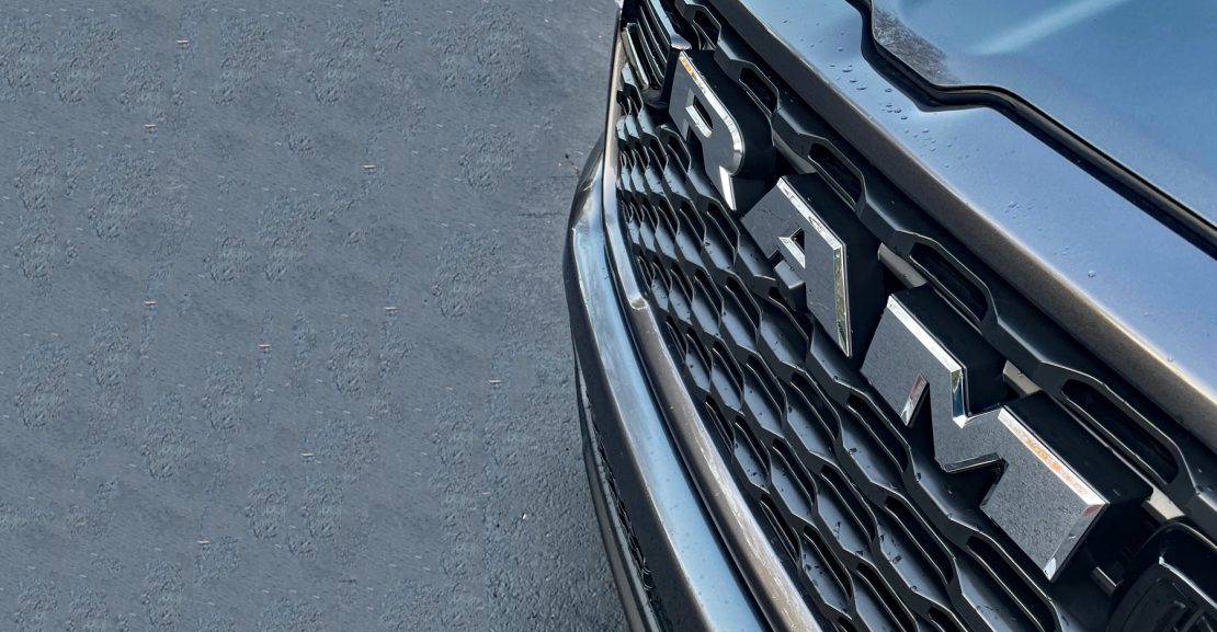 2026 Ram 1500 Big Horn in Granite Crystal, grille detail,