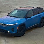 2025 Jeep Wagoneer S Launch Edition in Hydro Blue Pearl, front 3/4 view,