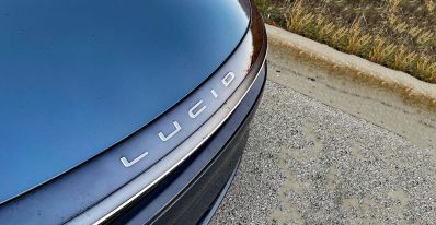 2026 Lucid Air Touring in Fathom Blue, grille detail,